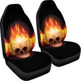 Flaming Skull With Fire Wings Print Universal Fit Car Seat Covers 102422