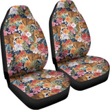 Flower And Tiger Pattern Print Universal Fit Car Seat Covers 102422