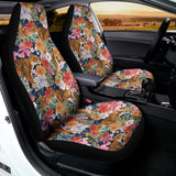 Flower And Tiger Pattern Print Universal Fit Car Seat Covers 102422