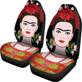 Frida Kahlo And Pink Flower Print Universal Fit Car Seat Covers 102422