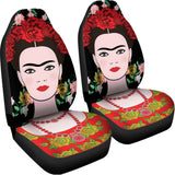 Frida Kahlo And Pink Flower Print Universal Fit Car Seat Covers 102422