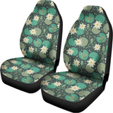Frogs And Water Lilies Pattern Print Universal Fit Car Seat Covers 102422