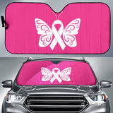 Breast Cancer Butterfly Ribbon Car Auto Sun Shades 210202