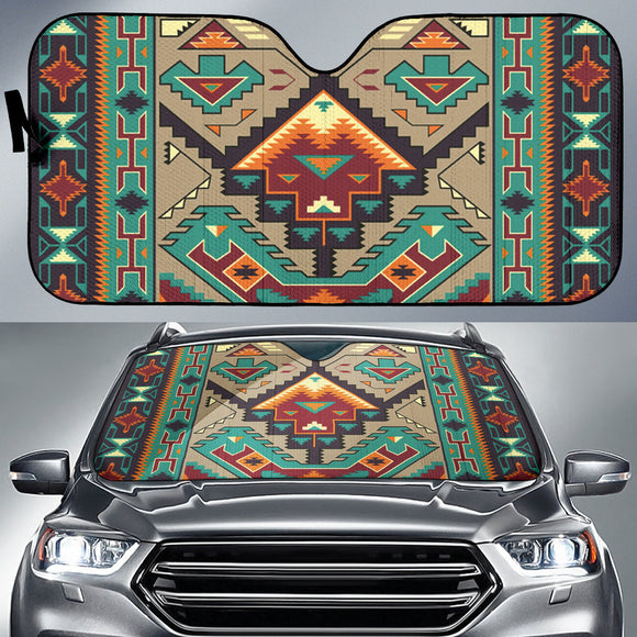 Tribe Blue Pattern Native American Car Auto Sun Shades 212901