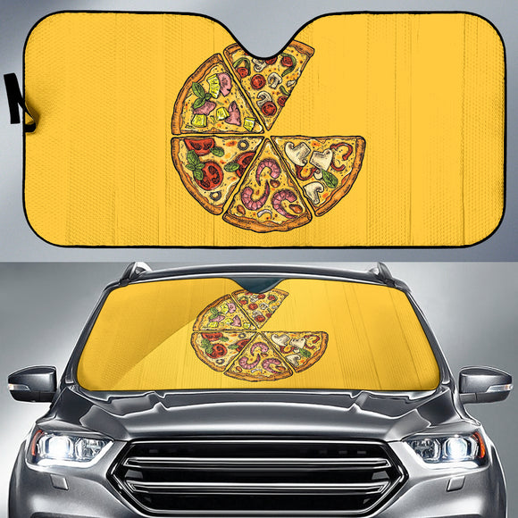 Amazing Pizza Pattern Yellow Background Car Auto Sun Shades Style 2 210102
