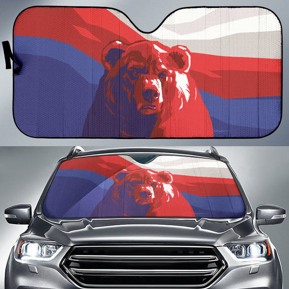Bear Russia Flag Printed Car Auto Sun Shades 212801