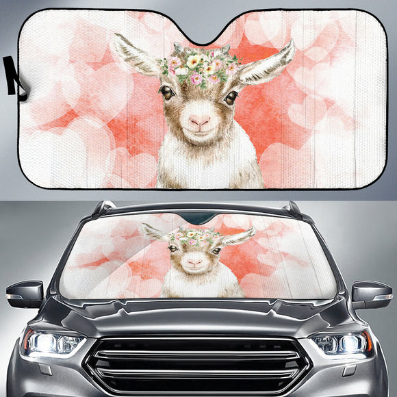 Goat Cute Pink Watercolor Car Auto Sun Shades 212301