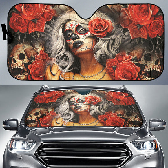 Custom Sugar Skulls & Flowers Car Seat Covers (Set of Two