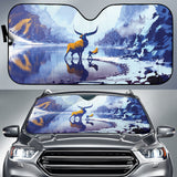Majestic Deer Guardian Beside Frozen Mountain Lake Car Auto Sun Shades 211402