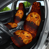 Dachshund Expression Framed by Classic Orange Swirls Car Seat Covers 211402