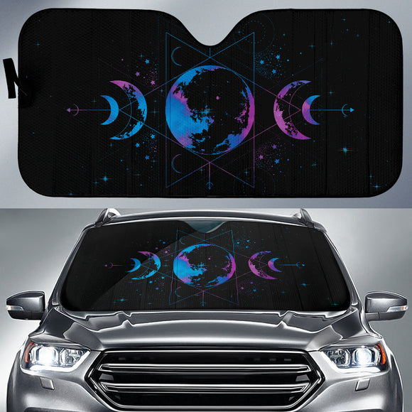 Triple Moon Purple Galaxy Car Auto Sun Shades 210402