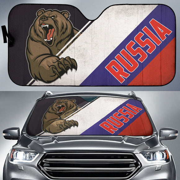 Russia Flag Fury Bear Amazing Decor Gift Idea Car Auto Sun Shades 212801