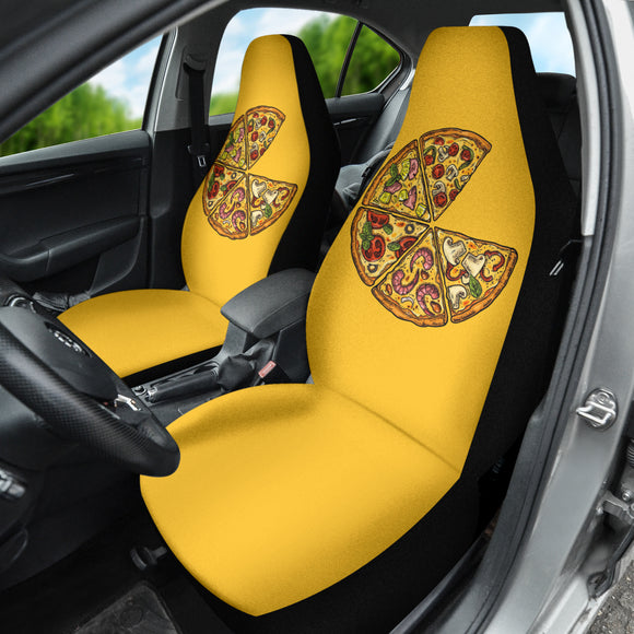 Amazing Pizza Pattern Yellow Background Car Seat Covers Style 2 210102