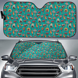 Colorful Mushroom Blue Background Car Auto Sun Shades 212301