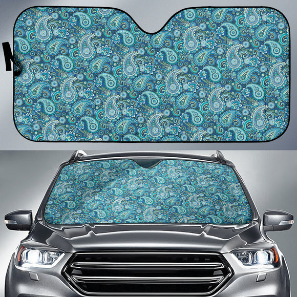 Blue Paisley Pattern Car Auto Sun Shades 212201