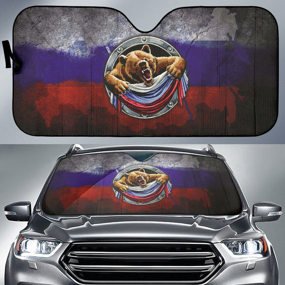 Russia Flag Angry Bear Amazing Decor Gift Present Car Auto Sun Shades 212801