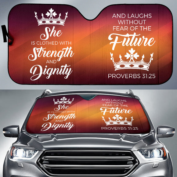 Proverbs 31 Woman Car Auto Sun Shades Orange Flame White 210402