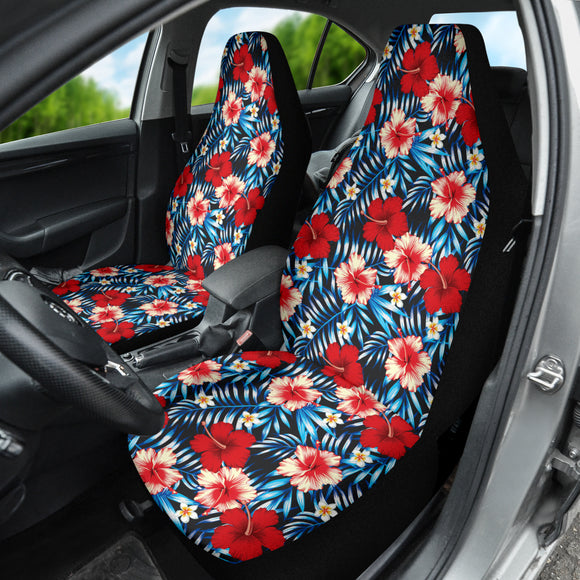 Red Blue Hibiscus Hawaiian Flower Pattern Car Seat Covers 212201