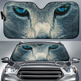 Blue Cat Eyes Glowing in Deep Darkness Car Auto Sun Shades 211502