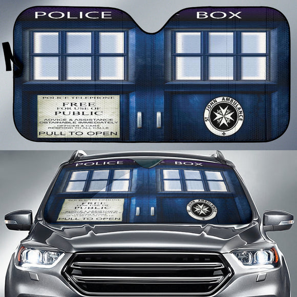 British Blue Vintage Police Box Tardis Doctor Who Car Auto Sun Shades 213001