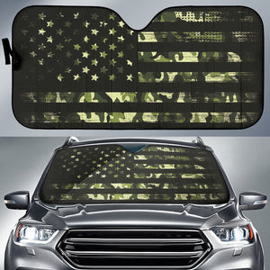 Army Green Camouflage American Flag Car Auto Sun Shades 212201