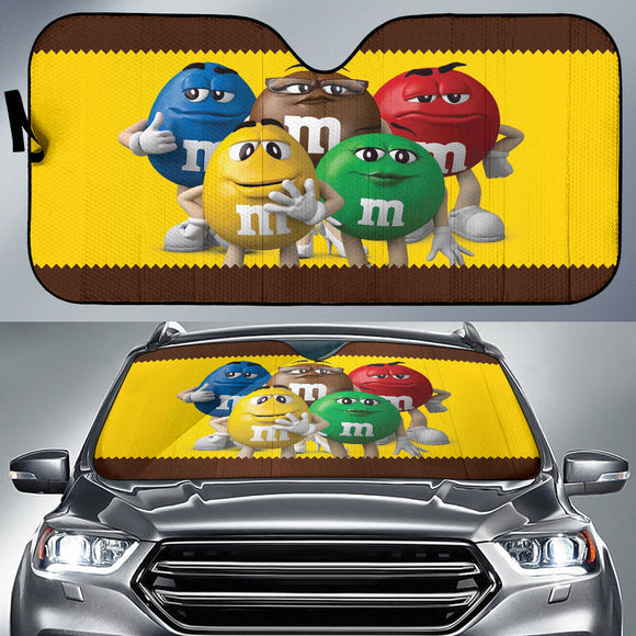 M&M Yellow Funny Members Car Auto Sun Shades 210101