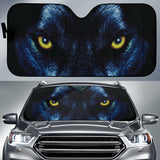 Blue Wolf Eyes Staring from Shadowed Fur Car Auto Sun Shades 211502