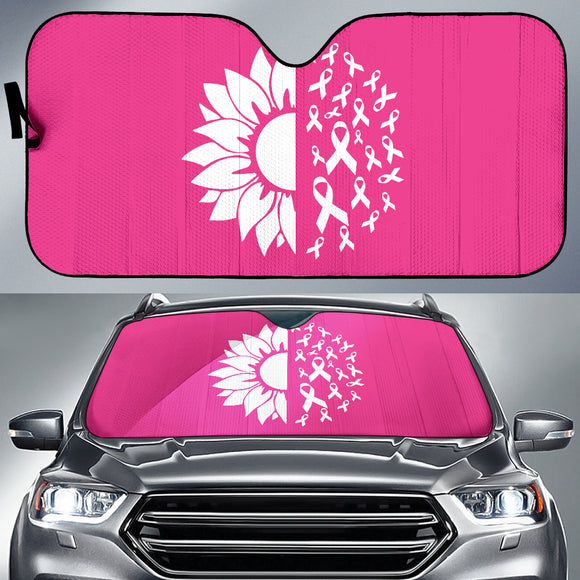 Breast Cancer Flower Ribbon Car Auto Sun Shades 210202