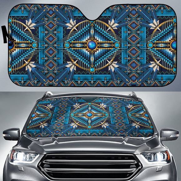 Mandala Blue Native American Design Car Auto Sun Shades 210502