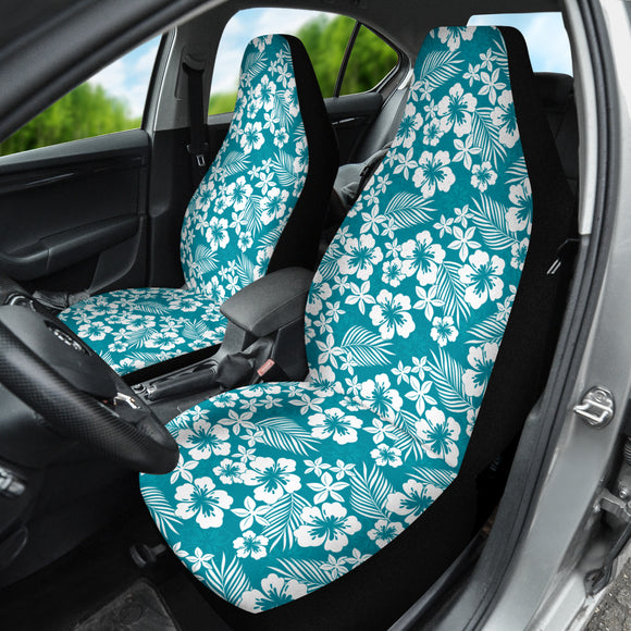 Cyan Hibiscus Hawaiian Flower Pattern Car Seat Covers 212201