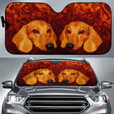 Dachshund Companions Framed by Classic Decorative Motifs Car Auto Sun Shades 211402