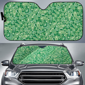 Green Paisley Pattern Car Auto Sun Shades 212201