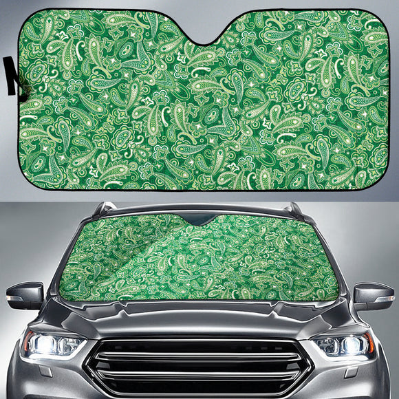 Green Paisley Pattern Car Auto Sun Shades 212201