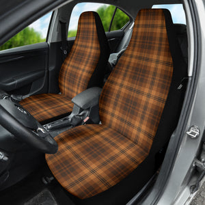 Orange Plaid Pattern Vintage Car Seat Covers 212401