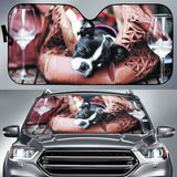 Curious Boston Terrier Peeking from Travel Handbag Car Auto Sun Shades 211502