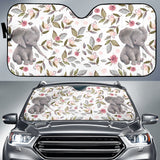 Gentle Baby Elephants Among Soft Floral Patterns Car Auto Sun Shades 211402