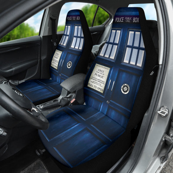 British Blue Vintage Police Box Tardis Doctor Who Car Seat Covers 213001
