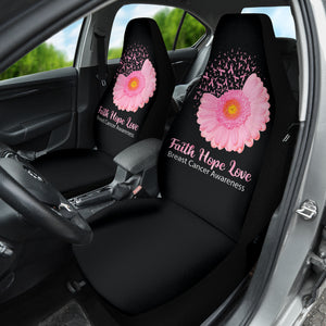 Breast Cancer Flower Faith Hope Love Car Seat Covers 210202