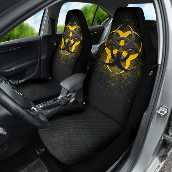 Biohazard Yellow Grunge Color Splash Car Seat Covers 212101