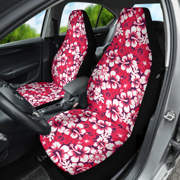 Pink Hibiscus Hawaiian Flower Pattern Car Seat Covers 212201