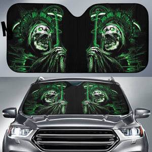 Gothic Green Skull Car Auto Sun Shades 210402