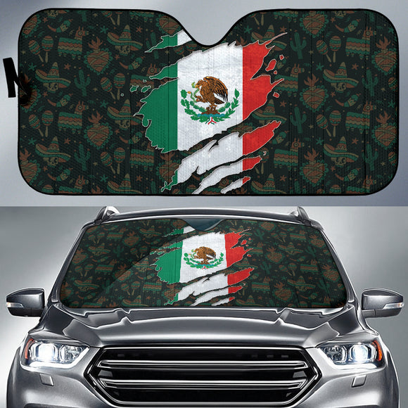 Coat of Arms Mexico Flag Scratch Car Auto Sun Shades 210202