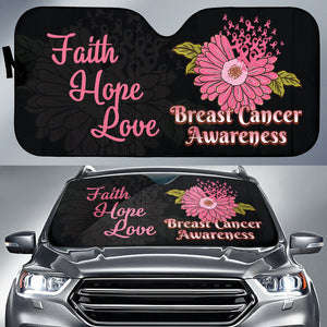 Breast Cancer Faith Hope Love Car Auto Sun Shades 210202