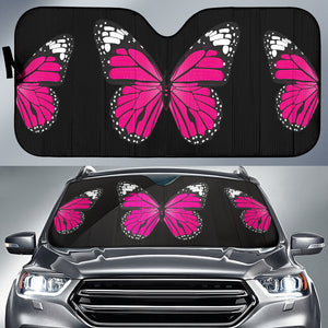 Pink Butterfly on Black Background Car Auto Sun Shades 210502