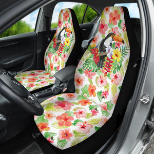 Pink Hibicus Toucan Watercolor Car Seat Covers 212401