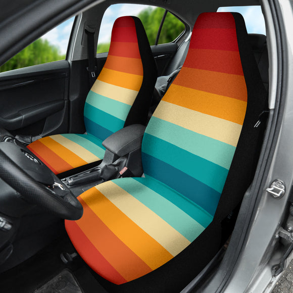 Retro Colorful Rainbow Car Seat Covers 210202