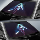 Lone Astronaut Carrying Sword Through Cosmic Gate Car Auto Sun Shades 211402