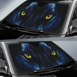 Blue Wolf Eyes Staring from Shadowed Fur Car Auto Sun Shades 211502