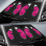 Pink Butterfly on Black Background Car Auto Sun Shades 210502