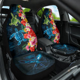 Turtle Kanaka Maoli Hibiscus Plumeria Flower Wave Car Seat Covers 212101